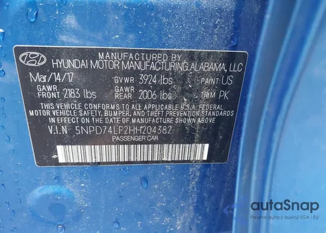 2017 Hyundai Elantra Se из США, поврежденный, VIN 5NPD74LF2HH204382